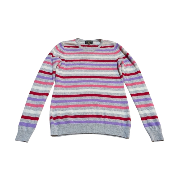 CHARTER CLUB Luxury Striped 100% Cashmere Sweater Small - Picture 1 of 7